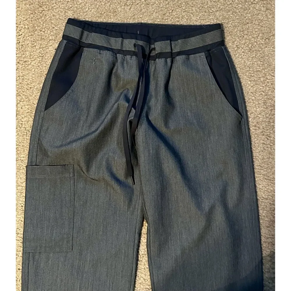 Med Couture Scrub Pants Dark Grey / Slate Size Small with Pockets Elastic Waist - Picture 5 of 9